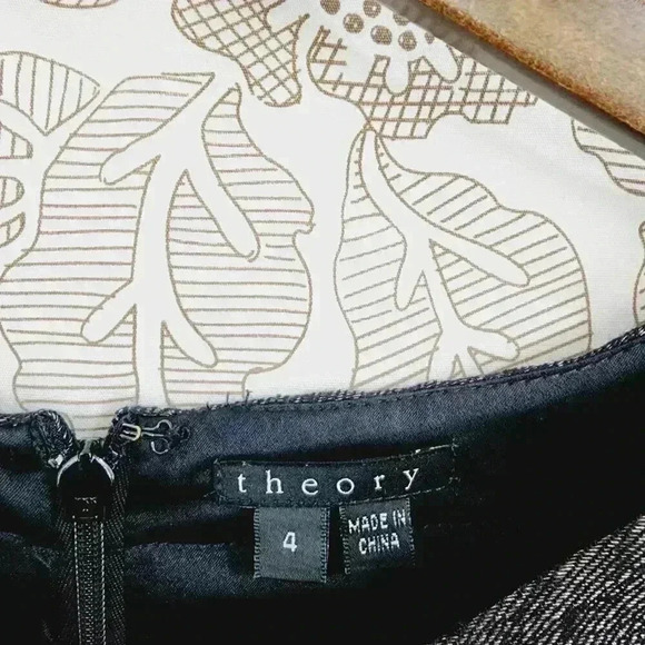 Excellent Theory Black Shimmer Mini Shift Dress Size 4 Scoop neck Cap Sleeve - Picture 4 of 9